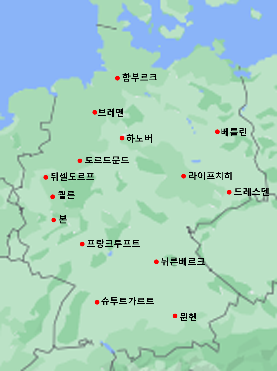 독일 주요 도시들 지도